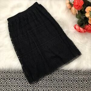 Black Lace Midi Pleated Skirt Joe B